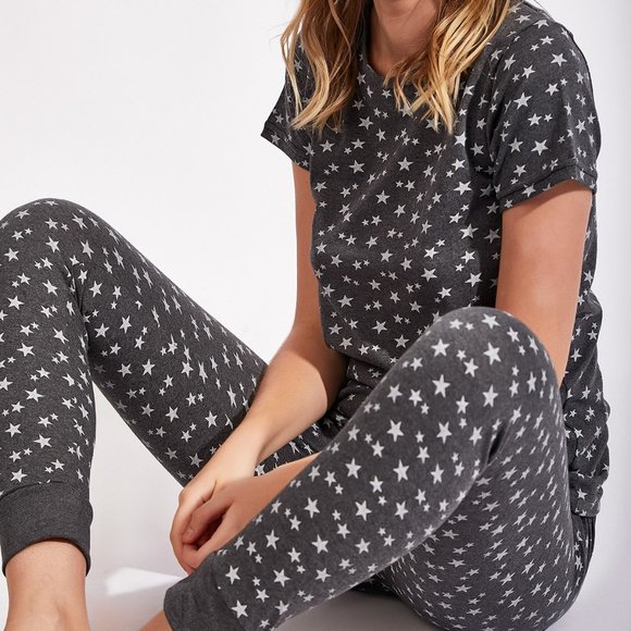 Happiness Other - Crew Neck  Soft Gray White Fit Pj Set Sz